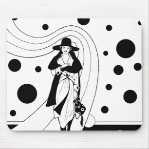 Retro Pistermodel, Vintage Art Deco Mode Muismat