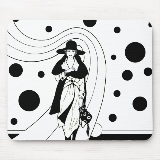 Retro Pistermodel, Vintage Art Deco Mode Muismat (Voorkant)