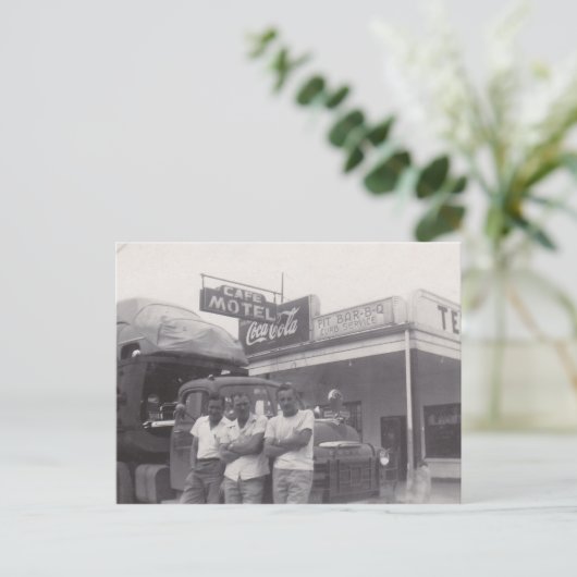 Retro Pit Bar-b-cue teken Vrachtwagenchauffeur Caf Feestdagenkaart (Staand voorkant)