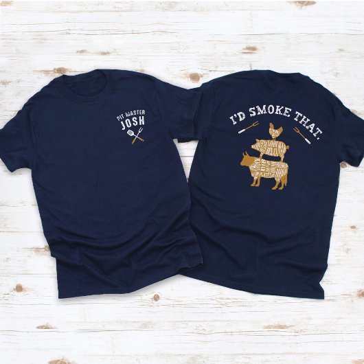 Retro Pit Master Custom Name Grappig Ik zou dat ro T-shirt