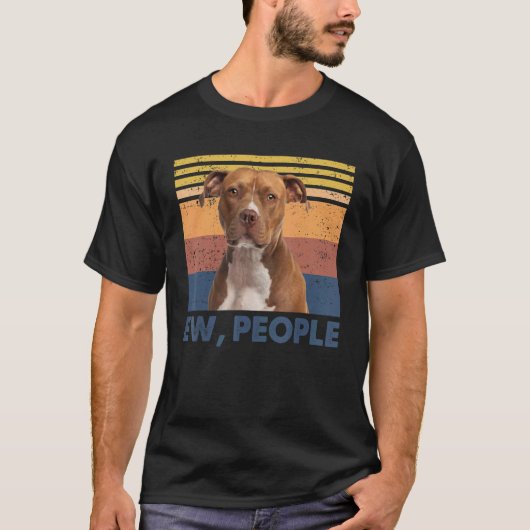 Retro Pitbull Ew Mensen Pitbull Loopjes Dog T-shirt (Voorkant)