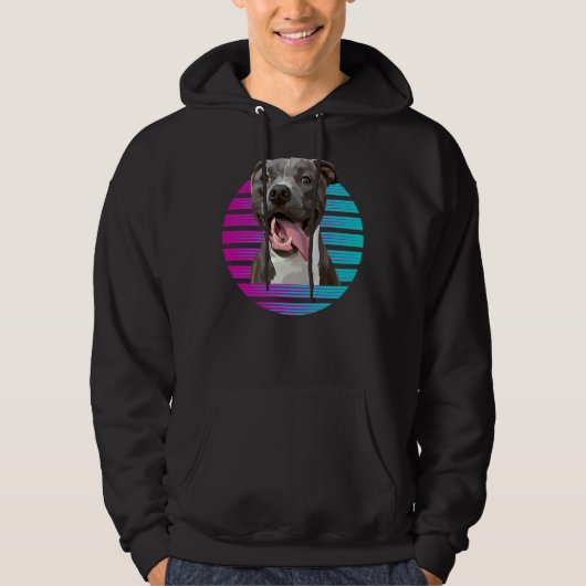 Retro Pitbull Pitbull Pit Bull Dog Hoodie (Voorkant)