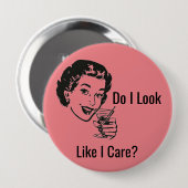 Retro pittige dame knop ronde button 4,0 cm (Voorkant /achterkant)