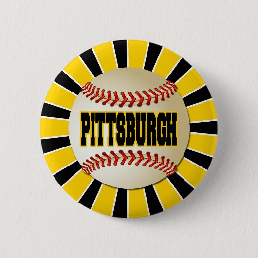 RETRO PITTSBURGH BASEBALL RONDE BUTTON 5,7 CM (Voorkant)