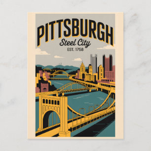 Retro Pittsburgh Pennsylvania Staalstad Vintage  Briefkaart