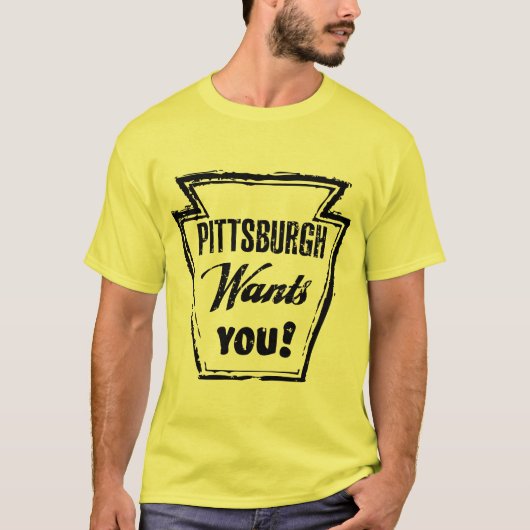  Retro Pittsburgh wil je Punk Shirt (Voorkant)