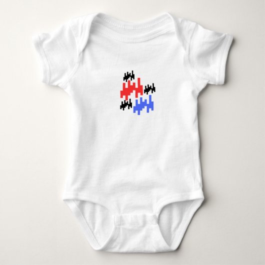 Retro Pixel Alien Baby Bodysuit;Cute Arcade Style Romper (Voorkant)