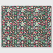 Retro Pixel Art Christmas Wrapping Paper Cadeaupapier (Vlak)