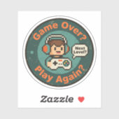 Retro Pixel Art Game Over Speel Opnieuw Gamer Desi Sticker (Vel)
