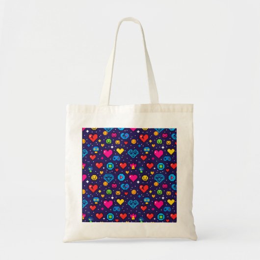 Retro Pixel Art Gaming Canvas Tote Bag (Voorkant)