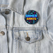Retro Pixel Art Gaming Knop Ontwerp" Ronde Button 5,7 Cm (In situ)