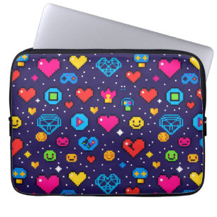 Retro Pixel Art Gaming Opgevulde Laptophoes Laptop Sleeve