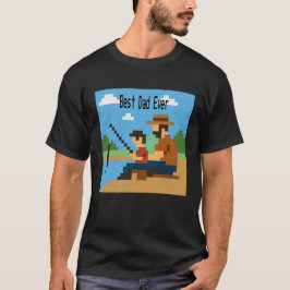 Retro Pixel Art Gevist Papa voor Vaderdag T-shirt