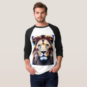 Retro Pixel Art Lion T-shirt - Geometrische gaming (Voorkant volledig)