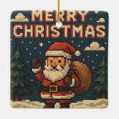 Retro Pixel Art Merry Christmas Keramisch Ornament (Achterkant)
