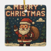 Retro Pixel Art Merry Christmas Keramisch Ornament (Voorkant)