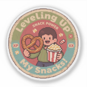 Retro Pixel Art Mijn Snacks Vermogend Maken Niveau Sticker