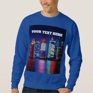 Retro Pixel Art Neon Stadssilhouet T-Shirt