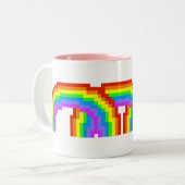 Retro Pixel Art Rainbow-Mok Tweekleurige Koffiemok (Voorkant links)