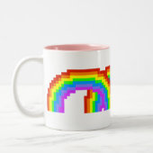 Retro Pixel Art Rainbow-Mok Tweekleurige Koffiemok (Links)