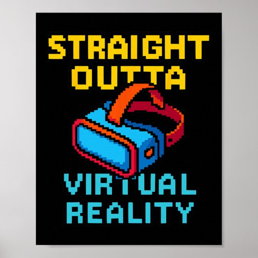 Retro Pixel Art Virtual Reality Graphic For A Vr G Poster (Voorkant)