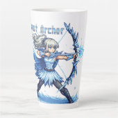 Retro Pixel Art Vorst Boogschutter Krijger Latte Mok (Voorkant)