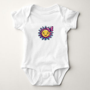Retro Pixel Art Zon & Vlinder Grafische Streetwear Romper