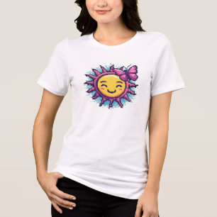 Retro Pixel Art Zon & Vlinder Grafische Streetwear Tri-Blend Shirt