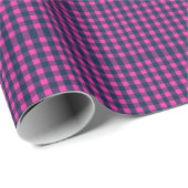 Retro Pixel Buffalo Check in Roze Navy Cadeaupapier (Rol Hoek)