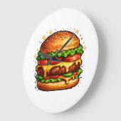Retro Pixel Cheeseburger Clock Grote Klok (Hoek)
