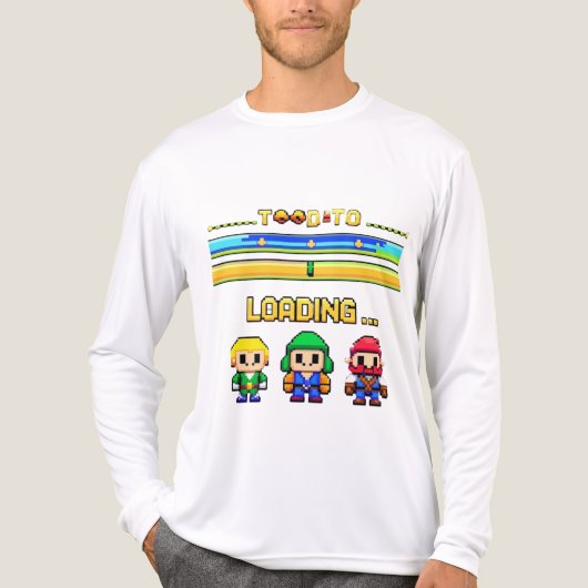 Retro Pixel Game Ladeer T-Shirt – 8-Bit Karakter (Voorkant volledig)