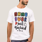 Retro Pixel Game Over Net Getrouwd Liefde T-shirt (Voorkant)