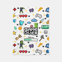 Retro Pixel Gamer Geworpen Deken, Cadeau voor Game Fleece Deken