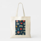 Retro Pixel Gamer Icons 8-bit Style Game Tote Bag (Achterkant)