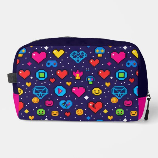 Retro Pixel Gaming Aesthetic Makeup Bag Toilettasje (Voorkant)