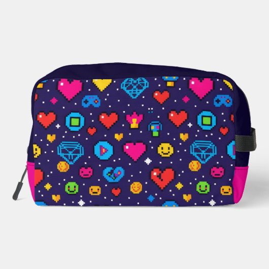 Retro Pixel Gaming Aesthetic Makeup Bag Toilettasje (Achterkant)