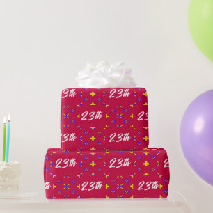 Retro Pixel Geometrisch Patroon Aangepaste Leeftij Cadeaupapier