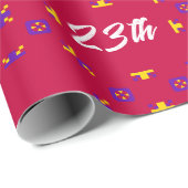 Retro Pixel Geometrisch Patroon Aangepaste Leeftij Cadeaupapier (Rol Hoek)