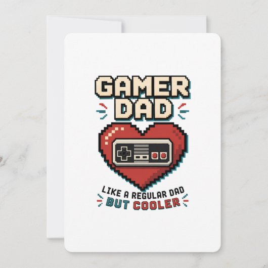 Retro Pixel Hart Controller Gamer Vader Kaart (Voorkant)
