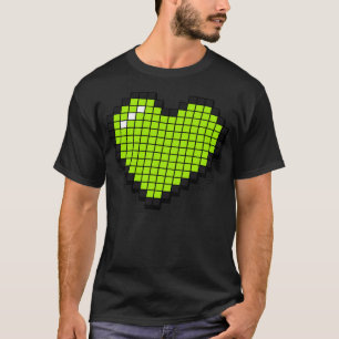 Retro Pixel Heart Neon Green 3D RxTp T-shirt