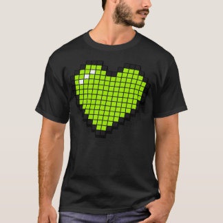 Retro Pixel Heart Neon Green 3D RxTp T-shirt
