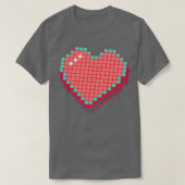 Retro Pixel Heart Pink 3D RxTp T-shirt (Design voorkant)