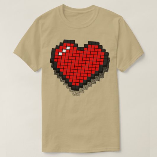 Retro Pixel Heart Red 3D RxTp T-shirt (Design voorkant)