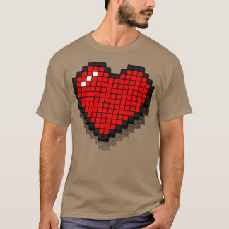 Retro Pixel Heart Red 3D RxTp T-shirt