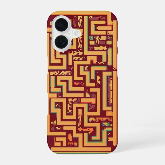 Retro Pixel Maze iPhone 16 Hoesje (Achterkant)