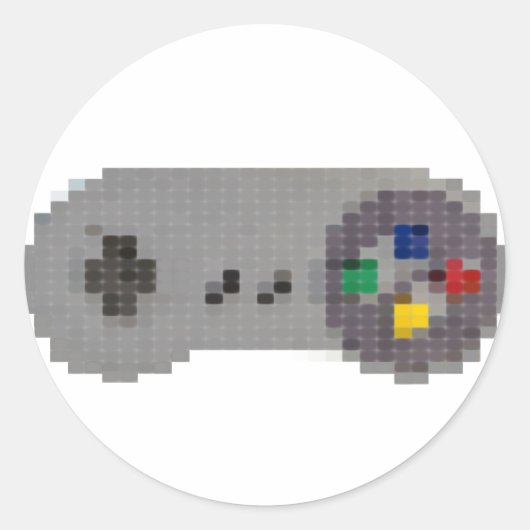Retro Pixel SNES Controller Ronde Sticker (Voorkant)