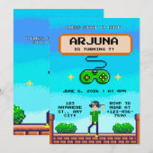 Retro Pixel Videospel Controller Jongens Verjaarda Kaart (Voorkant / Achterkant)