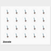 Retro Pixel Zwaard Ronde Sticker (Vel)