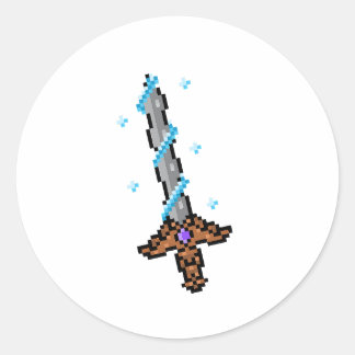 Retro Pixel Zwaard Ronde Sticker