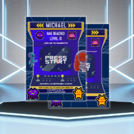 Retro Pixels Video Game Arcade Verjaardagsfeest Kaart